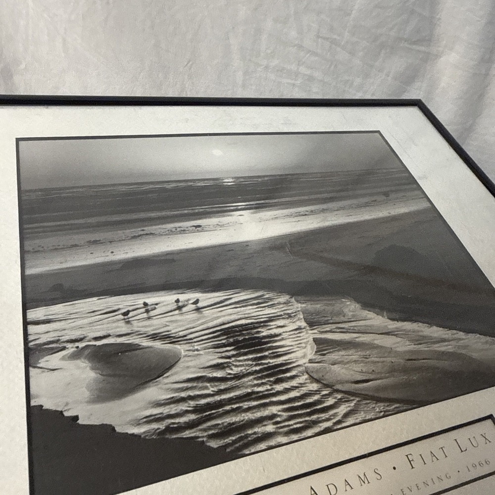 Ansel Adams Birds on a Beach Evening Framed Framed 1966 Photo 12x14 Wall Art VTG - Picture 3 of 15